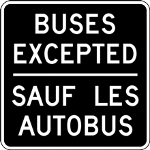 BUSES EXCEPTED / Sauf les autobus Tab